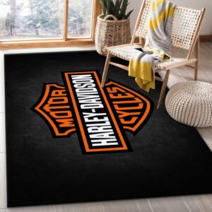 Harley Davidson Logo Area Rug For Bedroom