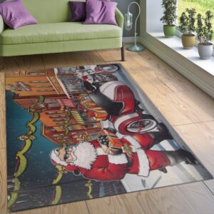 Harley Davidson Santa Claus Area Rug Carpet