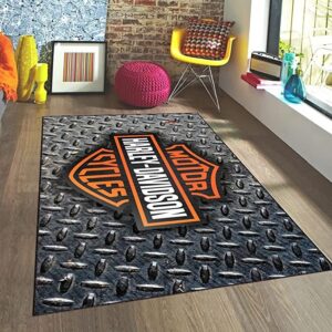 Harley Davidson with Metal Backround Rug