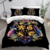 Harry Potter Hogwarts Logo In Mascot Of 4 Houses Background Bedding Set Full