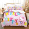 Hello Kitty Cute With A Lovely Bow Bedding Set Queen Hello Kitty Cute With A Lovely Bow Bedding Set Queen