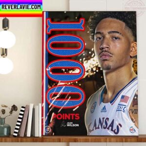 Jalen Wilson 1000 Career Points With Kansas Jayhawks Mens Basketball Home Decor Poster Canvas