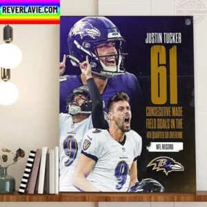 Justin Tucker 61 Field Goals In Baltimore Ravens NFL Home Decor Poster Canvas