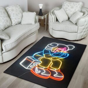 Kaws Neon Design Style Rug Home Decor