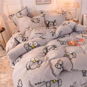Kaws Pattern In Sand Pink Background Bedding Set