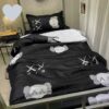 Kaws x Supreme In Black Background Bedding Set