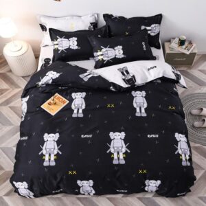 Kaws XX Air Pattern In Black Background Bedding Set