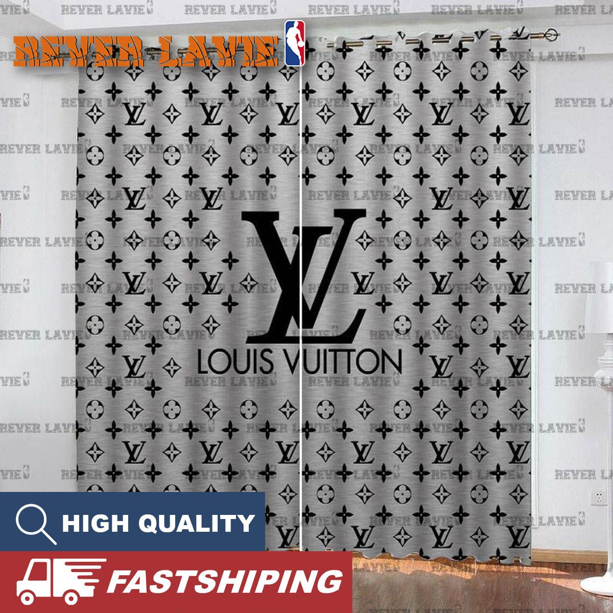 Louis Vuitton Big Logo In Grey Monogram Window Curtain Louis Vuitton Big Logo In Grey Monogram Window Curtain