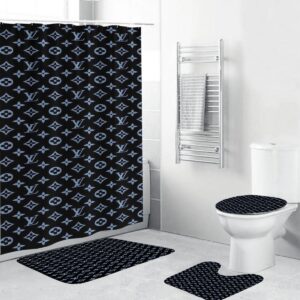 Louis Vuitton Blue Monogram Bathroom Set With Shower Curtain