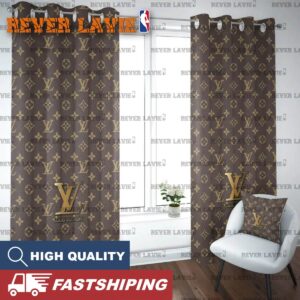 Louis Vuitton Brown Monogram Two Sides Splitted Window Curtain