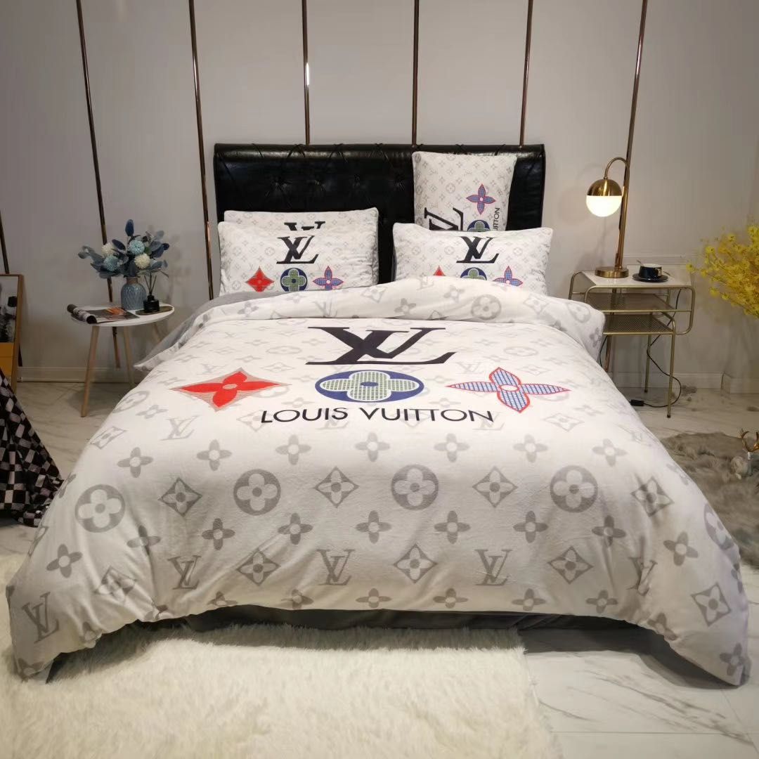 Louis Vuitton Colorful logo in White Background Comforter Bedding Set Louis Vuitton Colorful logo in White Background Comforter Bedding Set