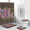 Louis Vuitton Logo In Floral Background Shower Curtain Set Louis Vuitton Logo In Floral Background Shower Curtain Set