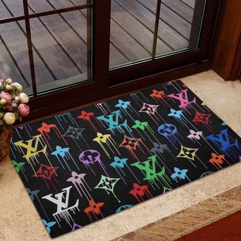 Louis Vuitton In Colorful Background Doormat Louis Vuitton In Colorful Background Doormat