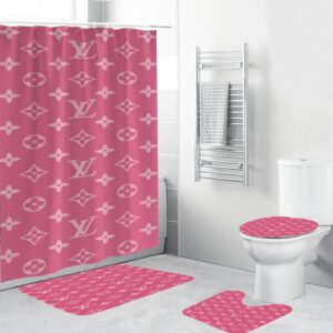 Louis Vuitton Monogram In Sand Pink Bathroom Set With Shower Curtain