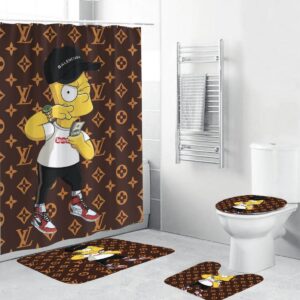 Louis Vuitton Monogram With Hypebeast Simpson Shower Curtain Set