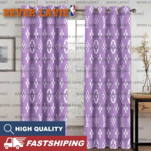 Louis Vuitton Signature Trendy Purple Monogram Two Sides Splitted Window Curtain