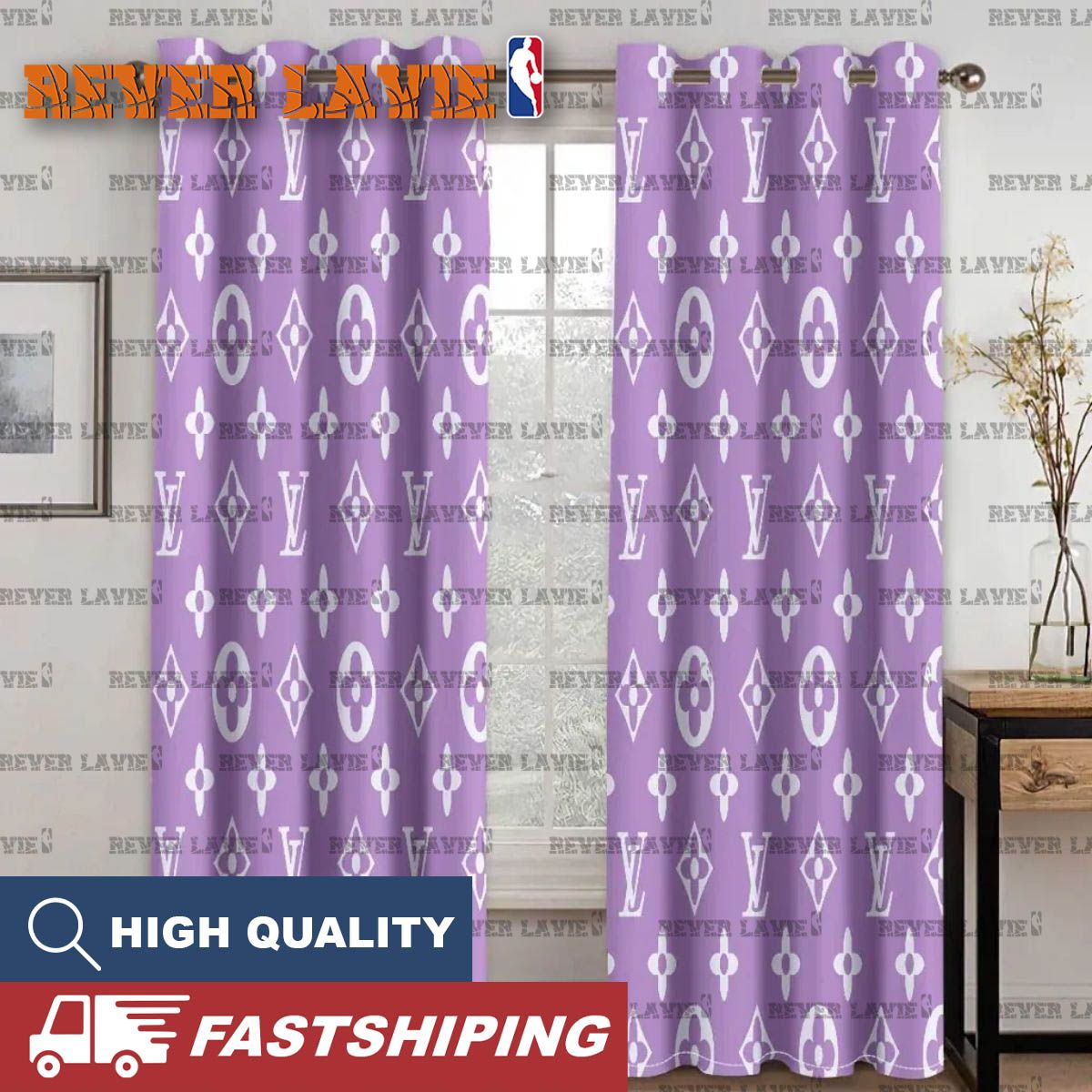 Louis Vuitton Signature Trendy Purple Monogram Two Sides Splitted Window Curtain Louis Vuitton Signature Trendy Purple Monogram Two Sides Splitted Window Curtain