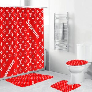 Louis Vuitton Supreme Signature Bathroom Set With Shower Curtain