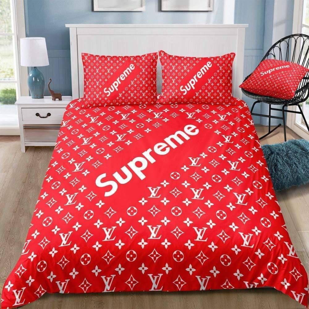 Louis Vuitton x Supreme Red Monogram Comforter Bedding Set Louis Vuitton x Supreme Red Monogram Comforter Bedding Set