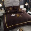 Luxury Louis Vuitton Green Logo In Brown Background Bedding Set Luxury Louis Vuitton Green Logo In Brown Background Bedding Set