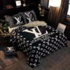 Luxury Louis Vuitton Paris Logo in Maroon Background Bedding Set