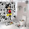 Mickey Mouse Sitting In Red Background Bathroom Accessory Set