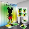 Mickey Mouse Sitting In Red Background Bathroom Accessory Set