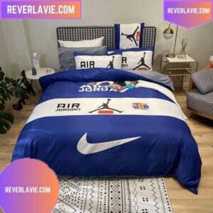 Nike Air Brands Blue And White 3 Piece Bedding Set