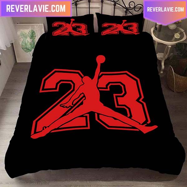 Nike Air Jordan 23 Black And Red Comforter Bedding Set Nike Air Jordan 23 Black And Red Comforter Bedding Set