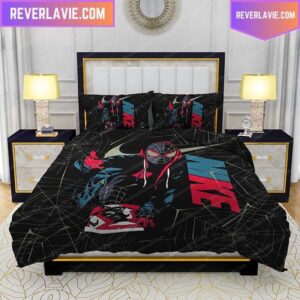 Nike Air Jordan And Spider Man Black Comforter Bedding Set