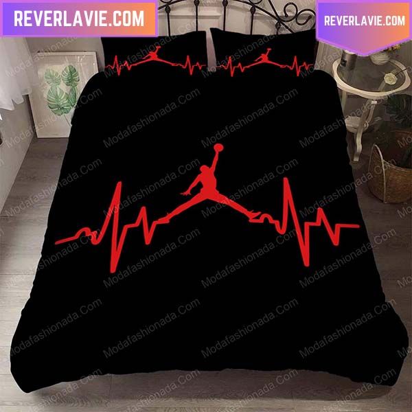 Nike Air Jordan Heartbeat Brands Black King Bedding Set Nike Air Jordan Heartbeat Brands Black King Bedding Set