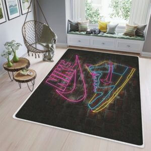 Nike Air Jordan Neon Sneaker Rug Home Decor