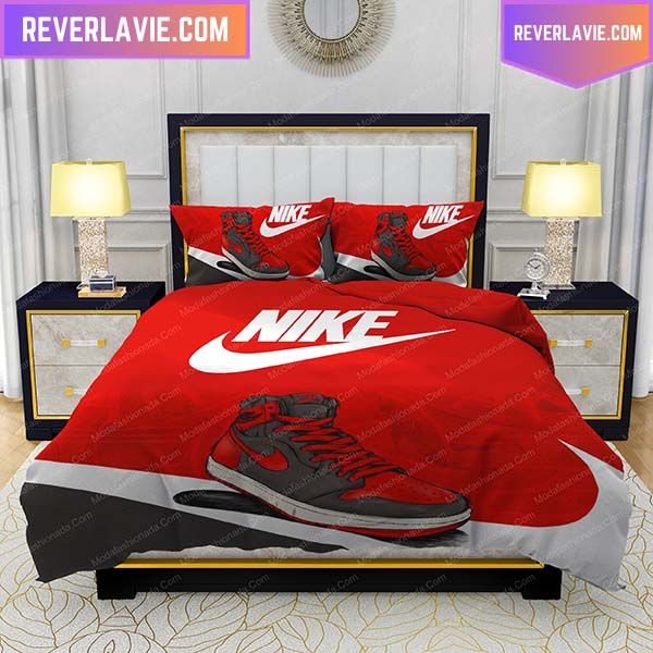 Nike Air Red Background Comforter Bedding Set Nike Air Red Background Comforter Bedding Set
