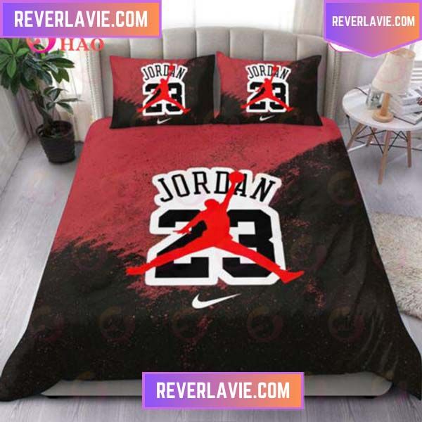 Nike Jordan 23 Black Red Queen Bedding Set Nike Jordan 23 Black Red Queen Bedding Set