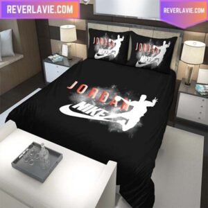 Nike Jordan Black Fashion Luxury Brand King Bedding Set