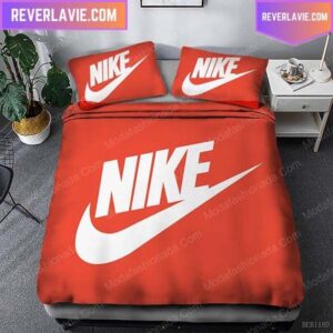 Nike Logo Brands Basic White Red 3 Bedding Set