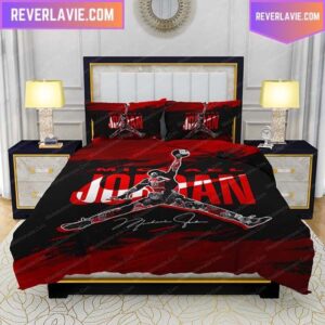 Nike X Michael Jordan Red And Black Twin Bedding Set