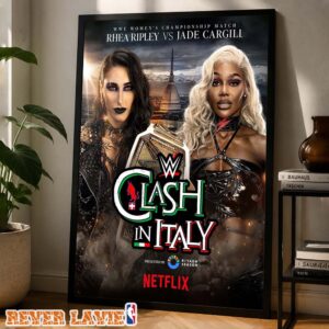 Rhea Ripley Vs Jade Cargill WWE Clash In Italy Women’s Championship Match Poster 2026 Framed Wall Decor