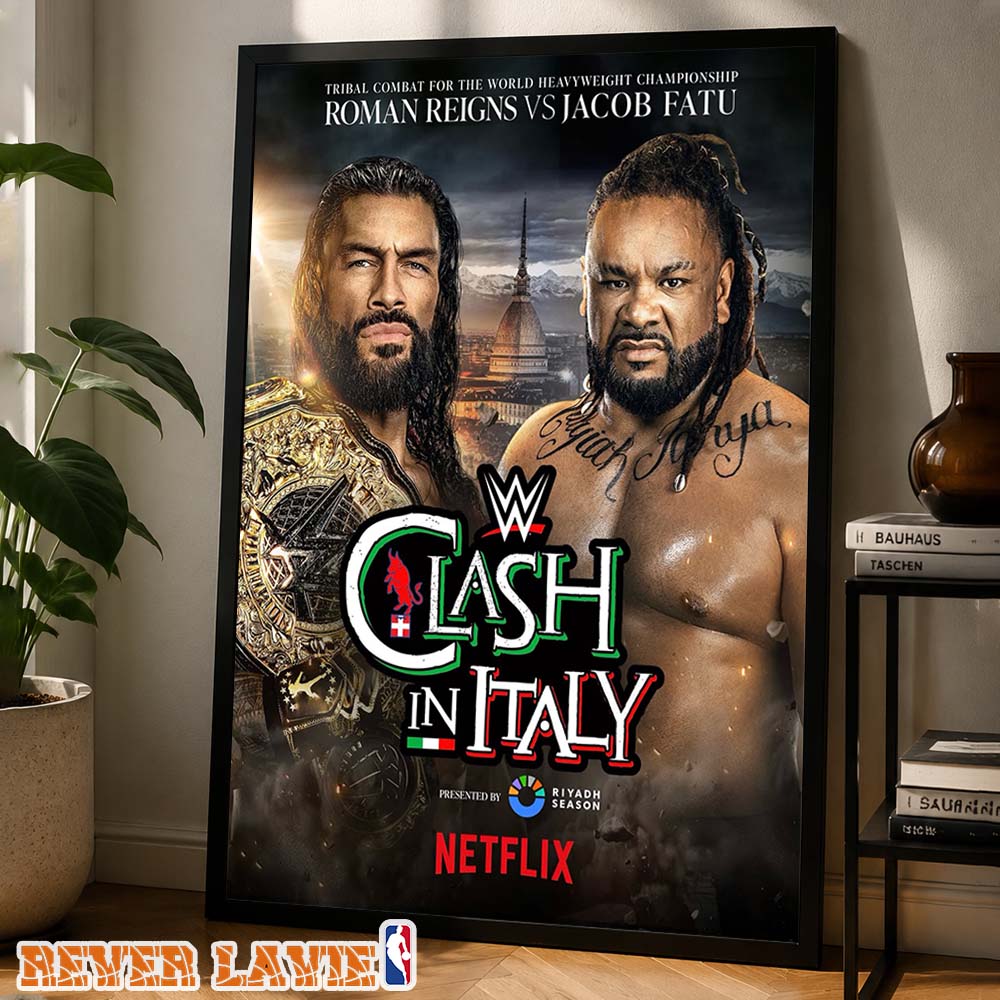 Roman Reigns Vs Jacob Fatu WWE Clash In Italy World Heavyweight Championship Match Poster 2026 Wall Art Print Roman Reigns Vs Jacob Fatu WWE Clash In Italy World Heavyweight Championship Match Poster 2026 Wall Art Print