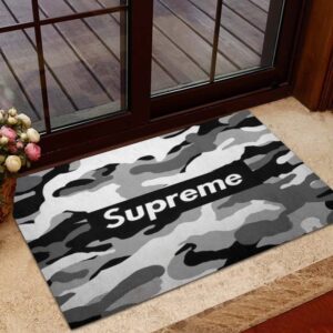 Supreme Black In Camouflage BnW Background Doormat