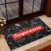 Supreme Red Logo With Mickey Cartoon Doormat Supreme Red Logo With Mickey Cartoon Doormat