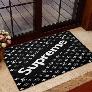Supreme x Louis Vuitton With White Monogram In Black Background Doormat