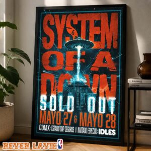 System Of A Down Concert Poster At Estadio GNP Seguros In Mexico City CDMX On May 27-28 2026 Interior Wall Accent