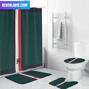 Tommy Hilfiger Fancy Logo In Deep Green Bathroom Set