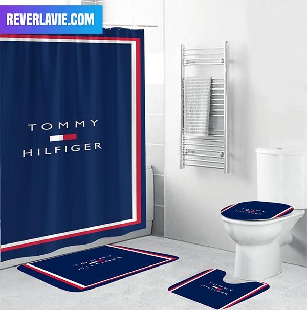 Tommy Hilfiger Logo With Signature Red White And Navy Bolder Bathroom Set Tommy Hilfiger Logo With Signature Red White And Navy Bolder Bathroom Set