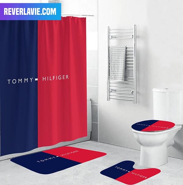 Tommy Hilfiger Red And Navy Split Bathroom Set Tommy Hilfiger Red And Navy Split Bathroom Set