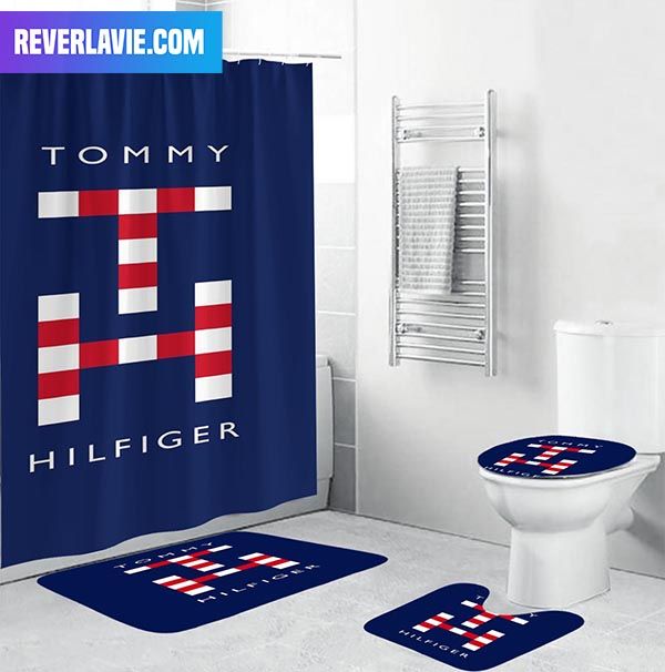 Tommy Hilfiger T H Checker Logo In Red And White Bathroom Set Tommy Hilfiger T H Checker Logo In Red And White Bathroom Set