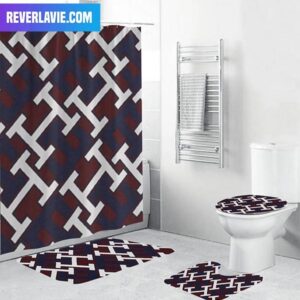 Tommy Hilfiger White And Navy Monogram Bathroom Set