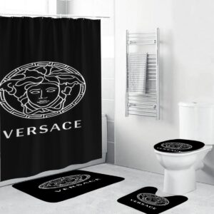 Versace Basic Big White Logo In Black Bathroom Accessories Set