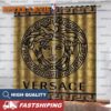 Versace Big Black Logo In Golden Background With Signature Greca Pattern Window Curtain